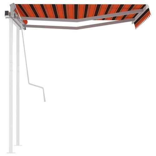 Markise m. stolper 3x2,5 m manuel betjening orange og brun