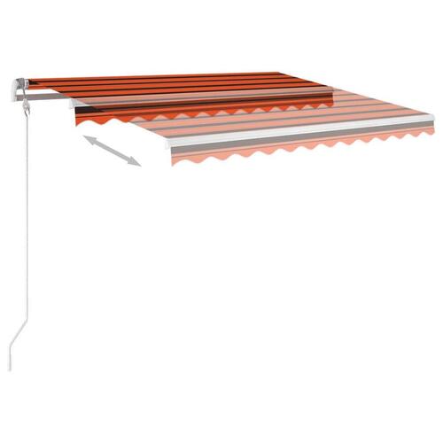 Markise m. stolper 3x2,5 m manuel betjening orange og brun