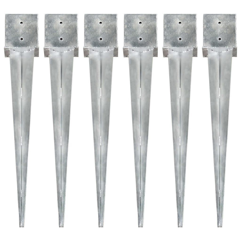 Jordpløkker 6 stk. 14 x 14 x 91 cm galvaniseret stål sølvfarvet