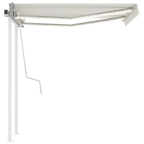 Markise m. LED-lys 3x2,5 m manuel betjening cremefarvet