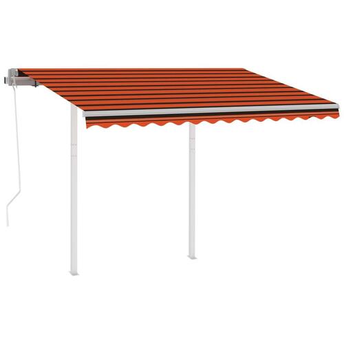 Markise med stolper 3x2,5 m automatisk orange og brun