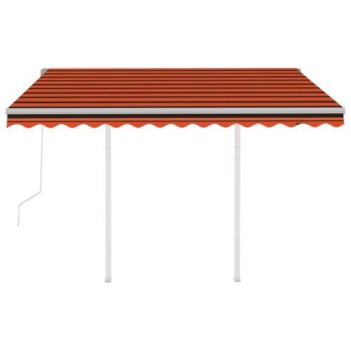 Markise med stolper 3x2,5 m automatisk orange og brun