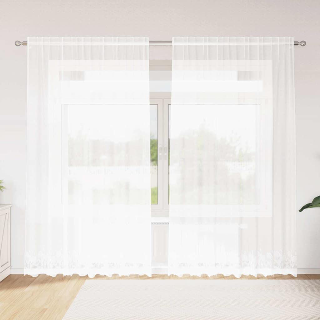 Lace Gardin med gardiner Hvid 200 x 200 cm Polyester billede