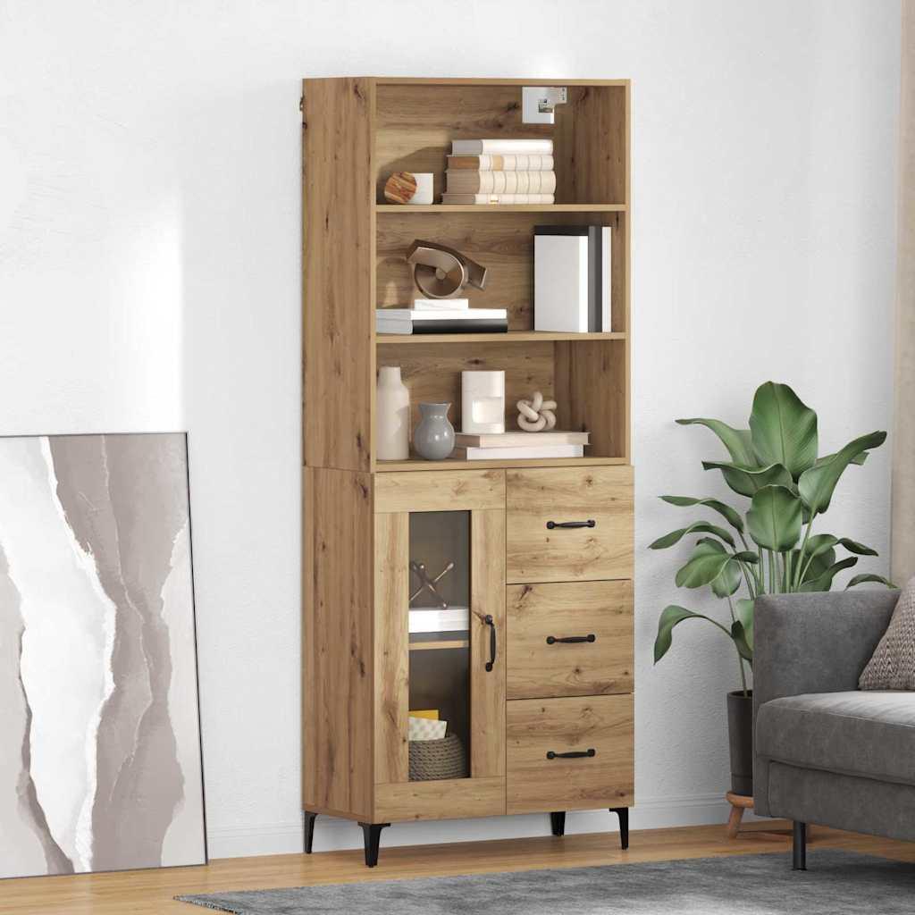 Highboard Artisan Egetræ 69,5 x 34 x 180 cm Konstrueret træ billede