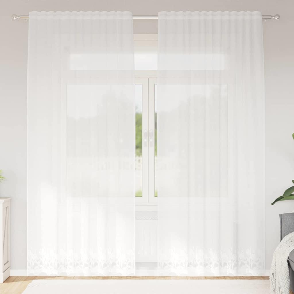 Lace Gardin med gardiner Hvid 150 x 240 cm Polyester billede