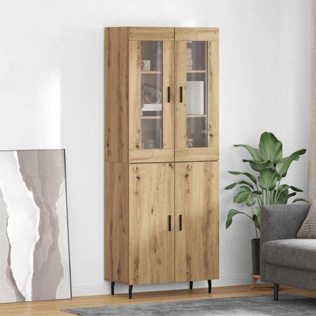 Highboard 2 stk Artisan Egetræ Ingeniørtræ og glas billede