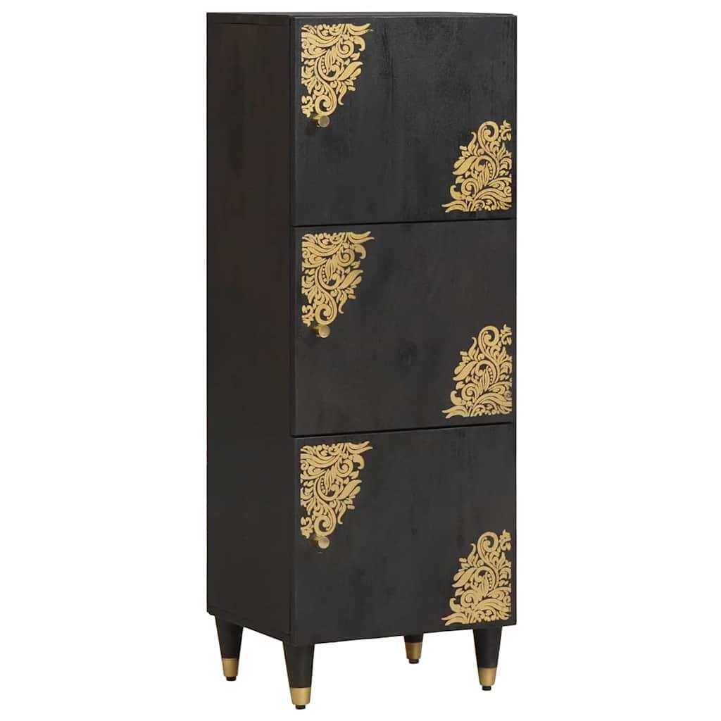 Highboard med hylde Sort 40 x 33 x 110 cm Massivt mangotræ billede