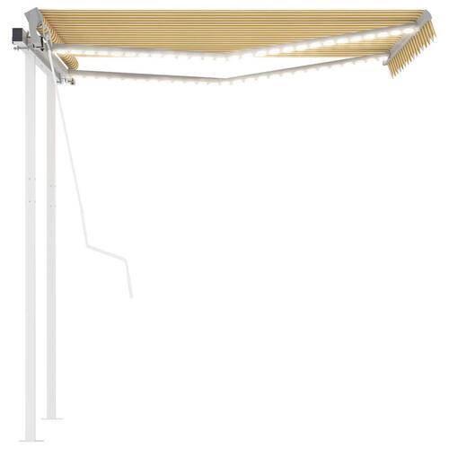 Markise m. LED-lys + vindsensor 3x2,5 m automatisk gul og hvid