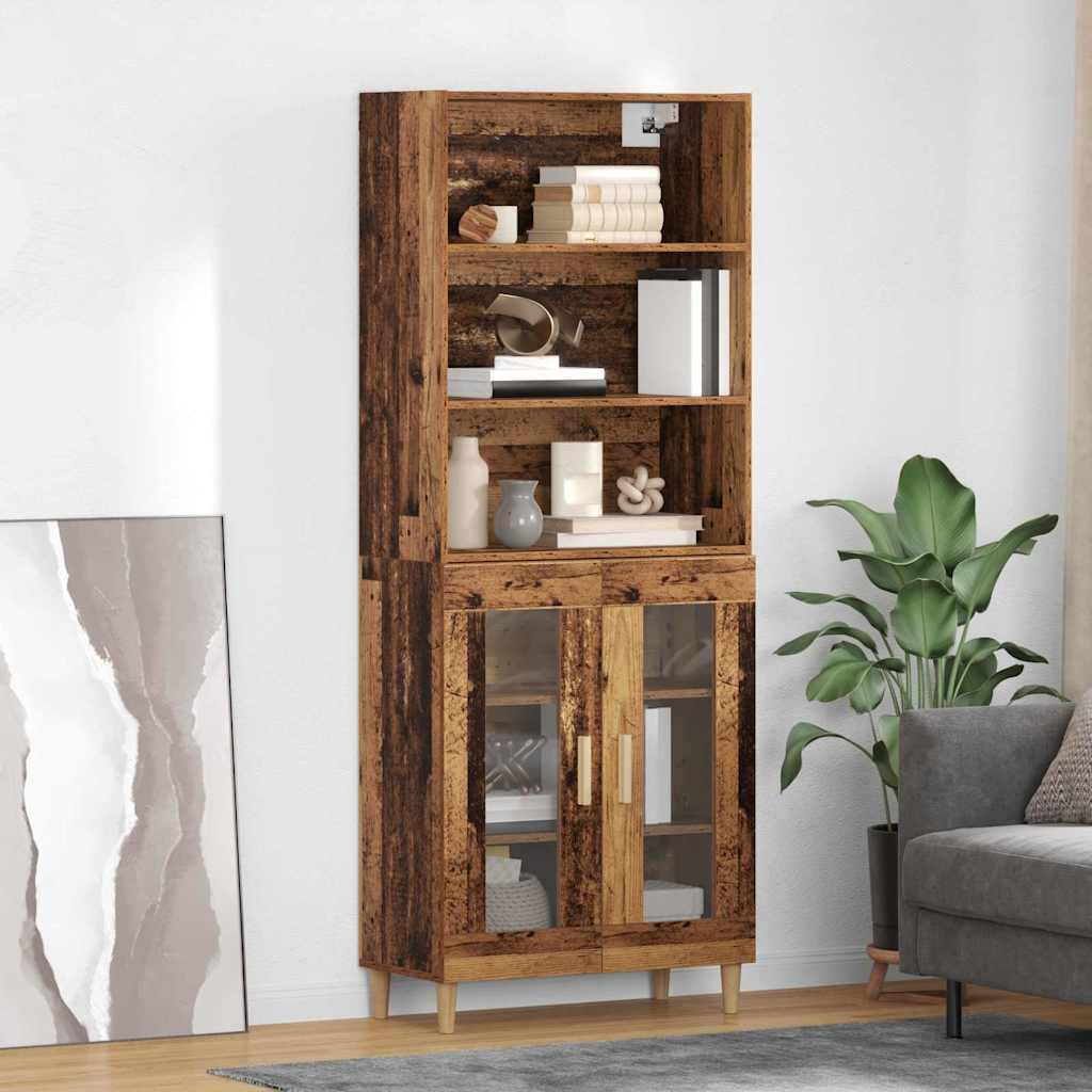 Highboard Gammelt træ 69,5 x 32,5 x 180 cm Konstrueret træ billede