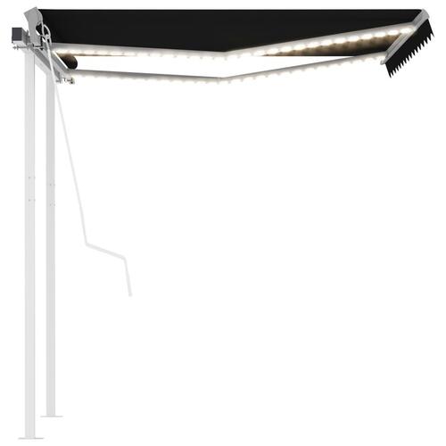 Markise m. LED-lys + vindsensor 3x2,5 m automatisk antracit