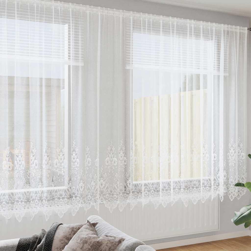 Lace Gardin med gardiner Hvid 750 x 240 cm Polyester billede