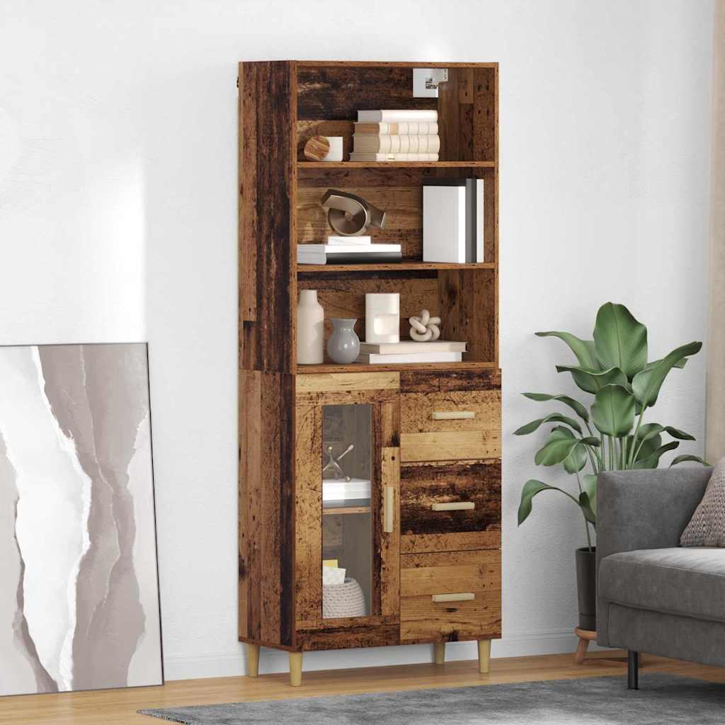 Highboard Gammelt træ 69,5 x 34 x 180 cm Konstrueret træ billede