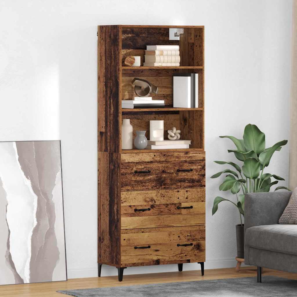 Highboard i gammelt trælook - konstrueret træ, 69,5 × 34 × 180 cm