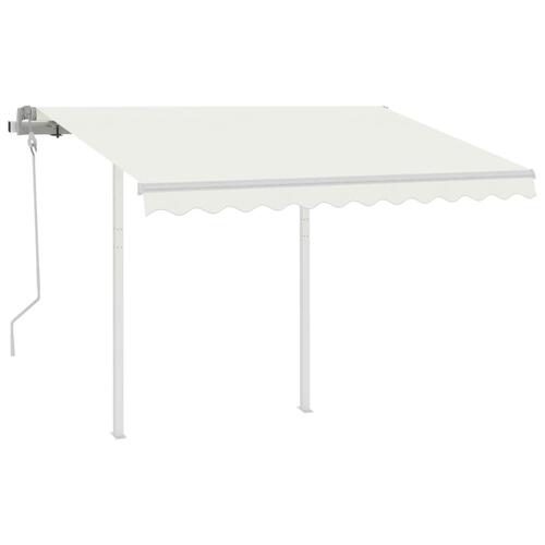 Foldemarkise m. stolper 3,5x2,5 m manuel betjening cremefarvet