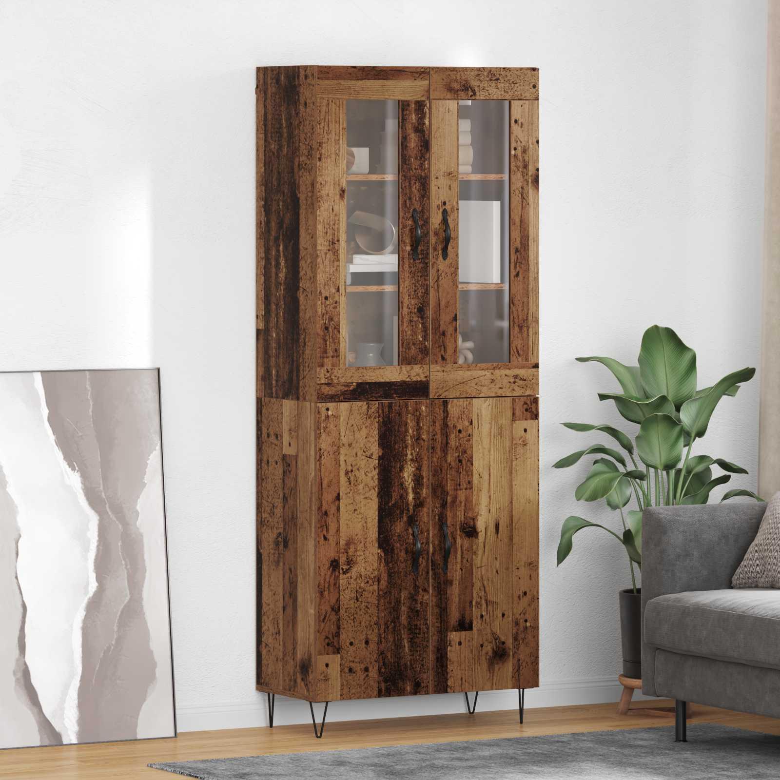 Highboard Gammelt træ 69,5 x 34 x 180 cm Konstrueret træ billede