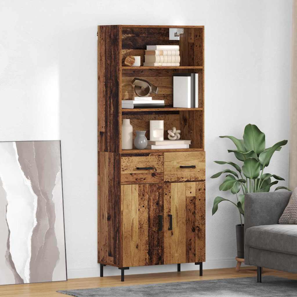 Highboard Gammelt træ 69,5 x 32,5 x 180 cm Konstrueret træ billede