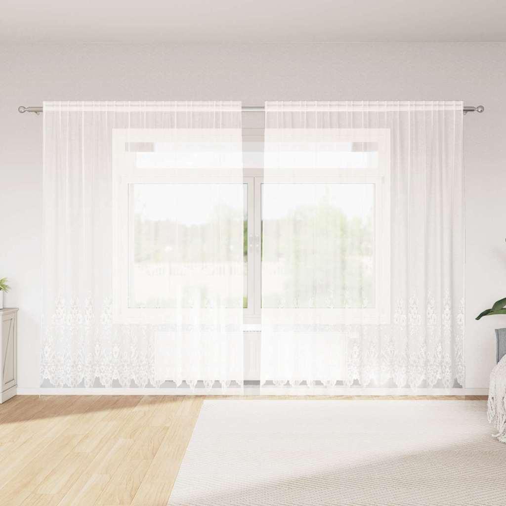 Lace Gardin med gardiner Hvid 300 x 245 cm Polyester billede