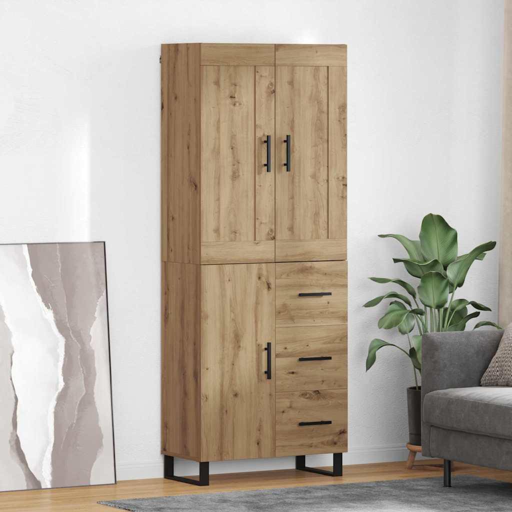 Highboard med skuffe 2 stk Artisan Egetræ Ingeniørtræ og glas billede