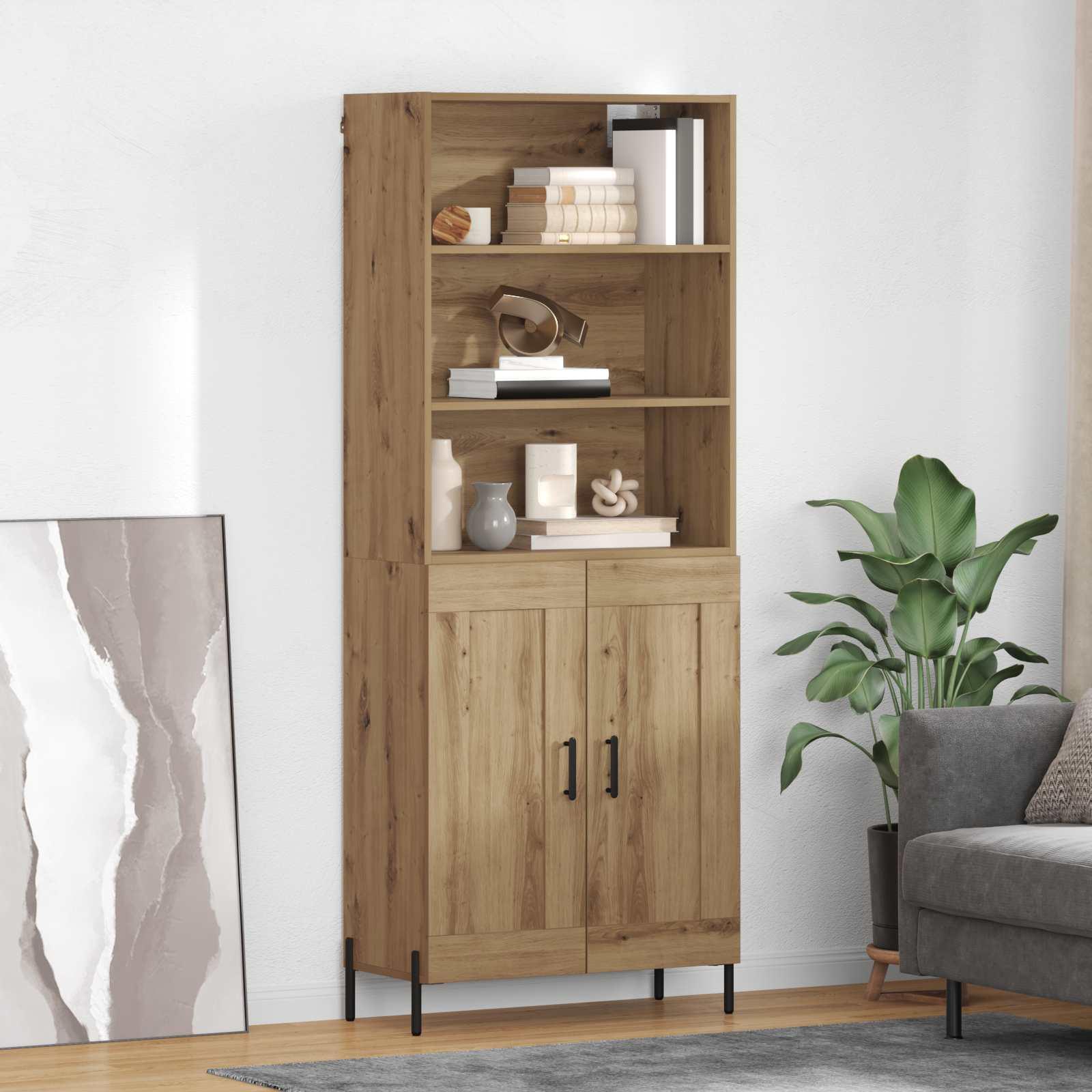 Highboard Artisan Egetræ 69,5 x 32,5 x 180 cm Konstrueret træ billede