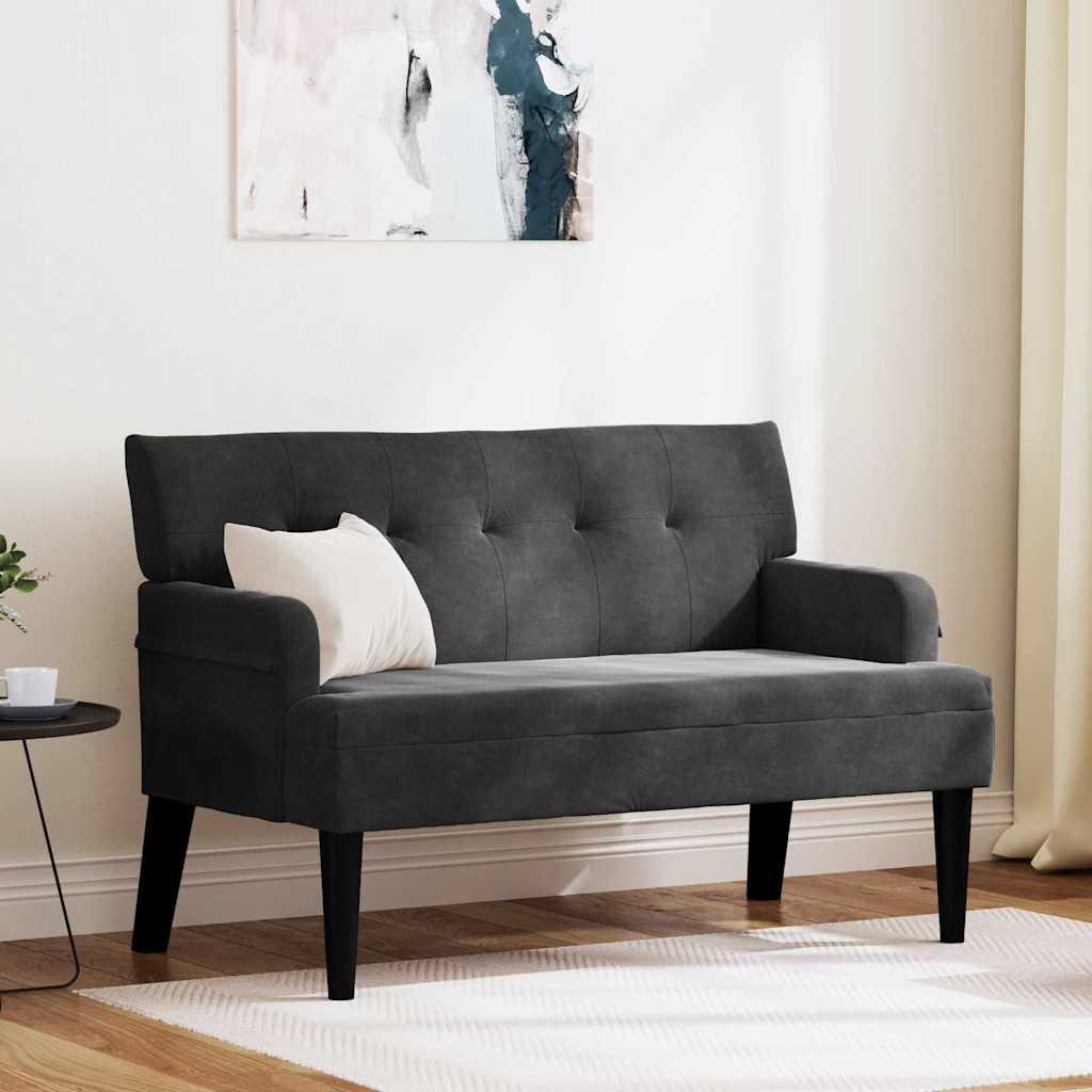 Chesterfield bænk Sort 112 x 65.5 x 75 cm Fløjl billede