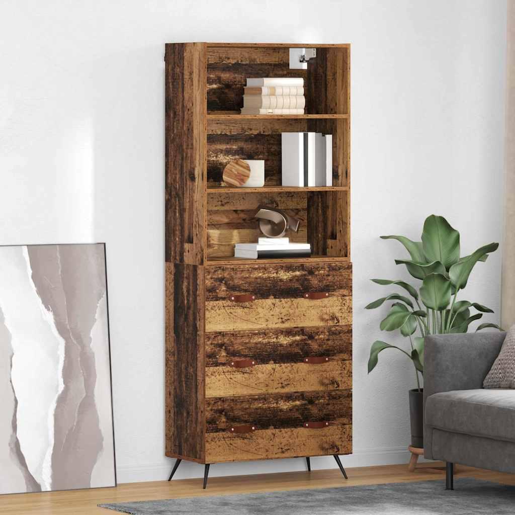 Highboard Gammelt træ 69,5 x 34 x 180 cm Konstrueret træ billede