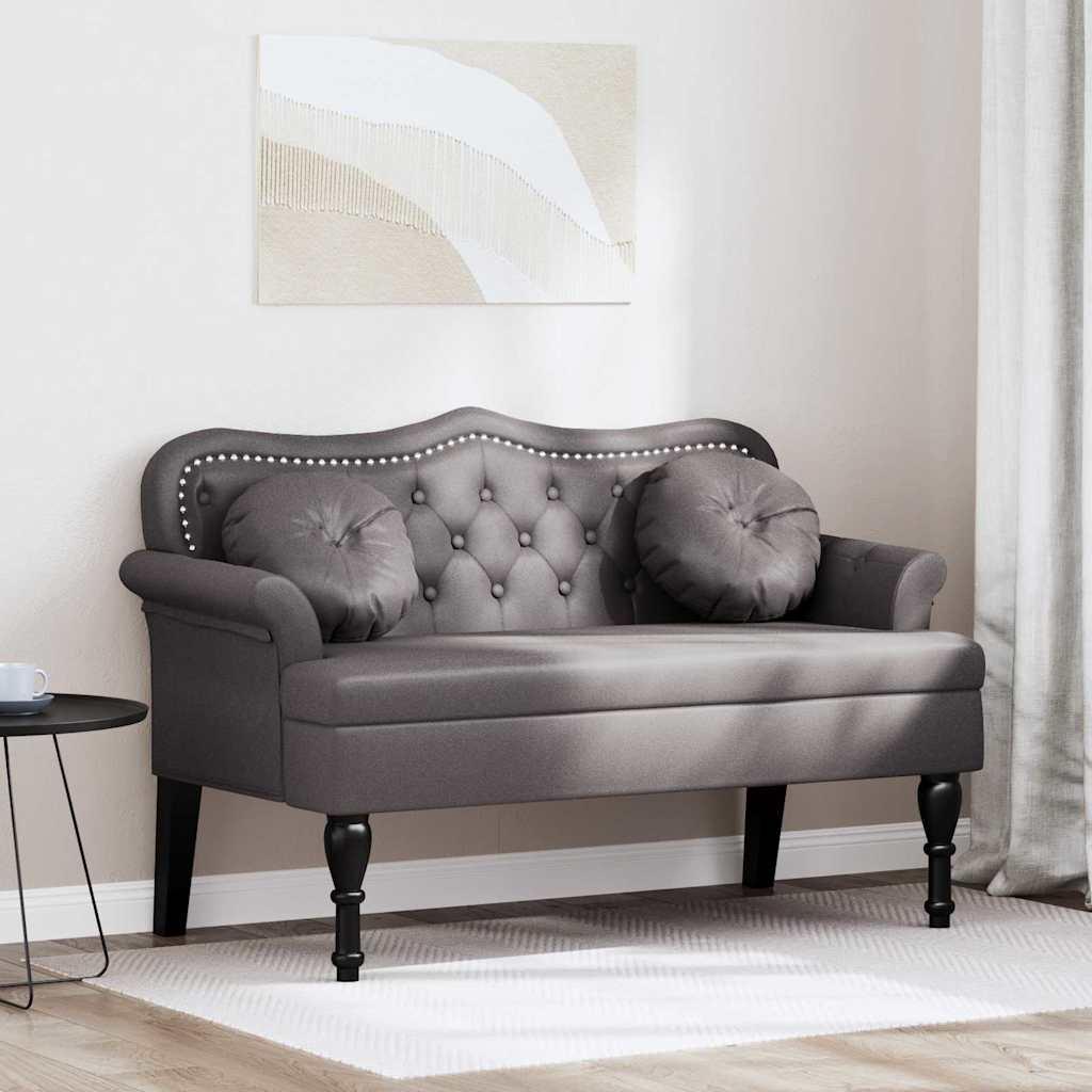Chesterfield bænk med pude Grå 120.5 x 65 x 75 cm Faux læder billede
