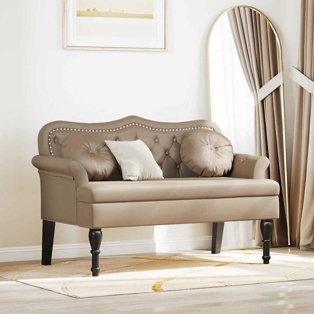 Chesterfield bænk Cappuccino 120.5 x 65 x 75 cm Faux læder billede