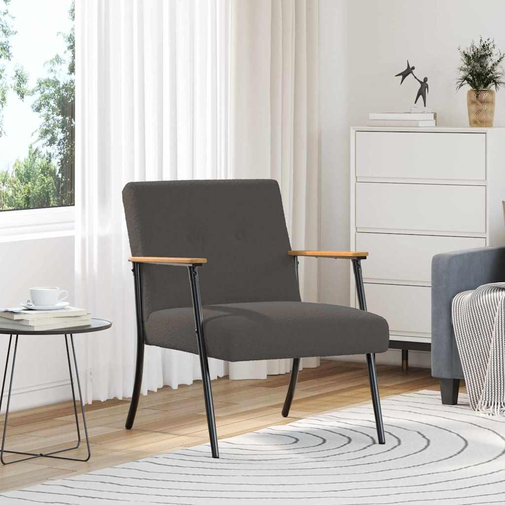 Lænestol Mørkegrå 59 x 75 x 78 cm Krøllet Uld-lignende Stof billede