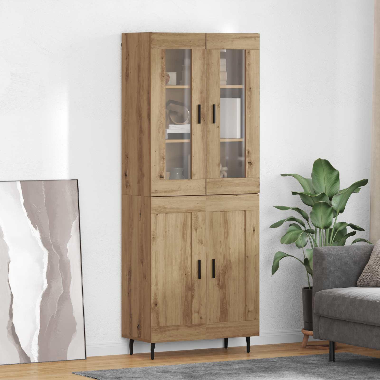 Highboard 2 stk Artisan Egetræ Ingeniørtræ og glas billede