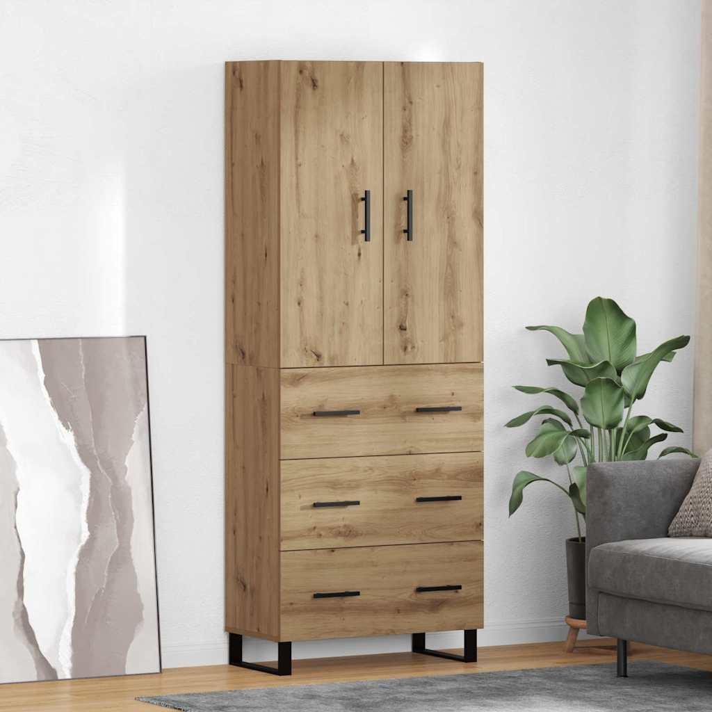 Highboard med skuffe 2 stk Artisan Egetræ Ingeniørtræ og glas billede