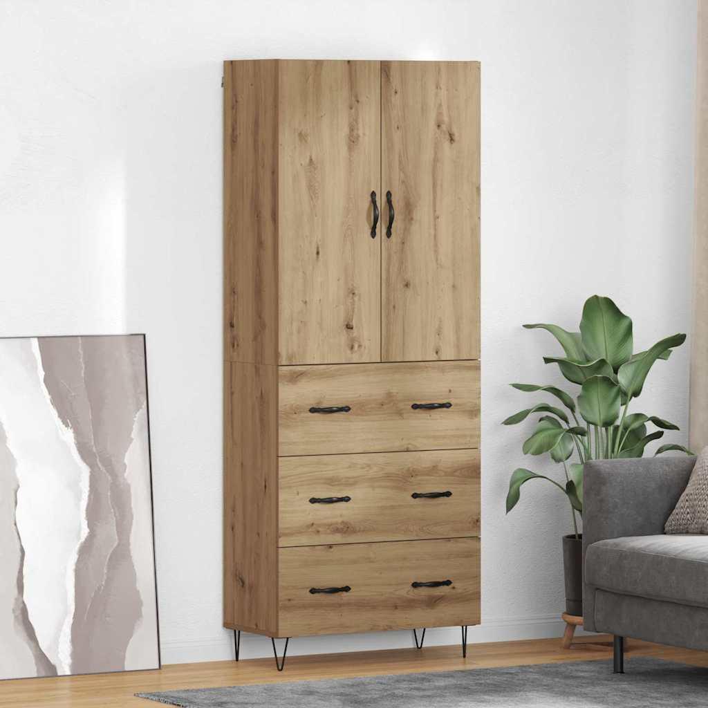 Highboard med skuffe 2 stk Artisan Egetræ Ingeniørtræ og glas billede