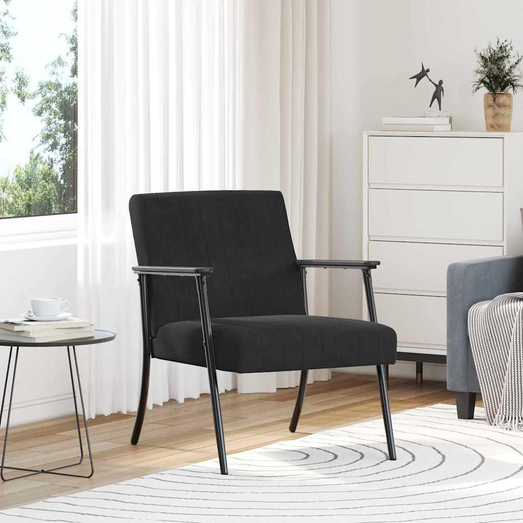 Lænestol Sort 59 x 75 x 78 cm Fløjl billede