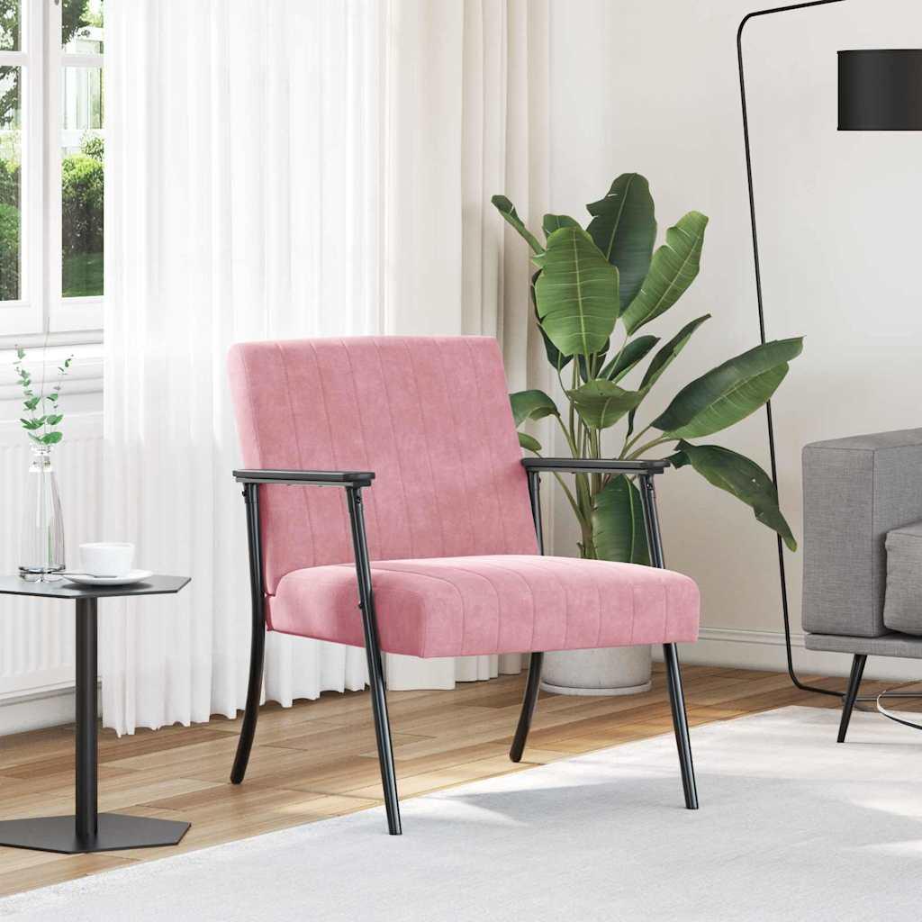 Lænestol Lyserød 59 x 75 x 78 cm Fløjl billede