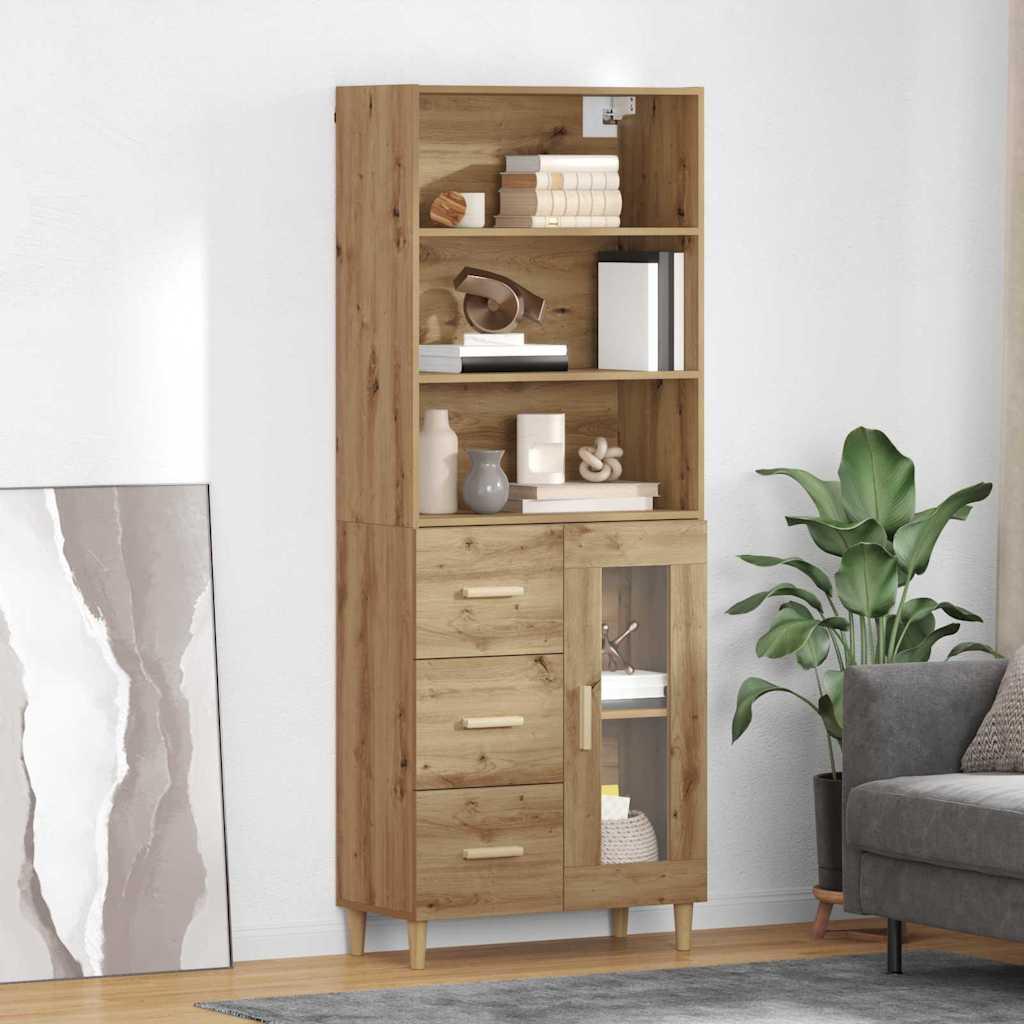 Highboard Artisan Egetræ 69,5 x 32,5 x 180 cm Konstrueret træ billede