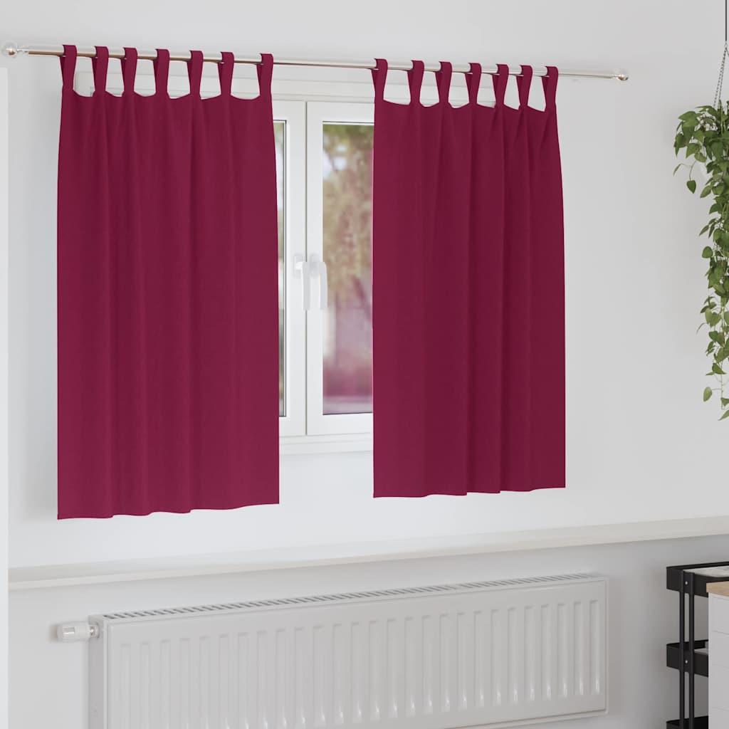 Mørklægningsgardiner med ringe 2 stk Vinrød 140 x 140 cm billede