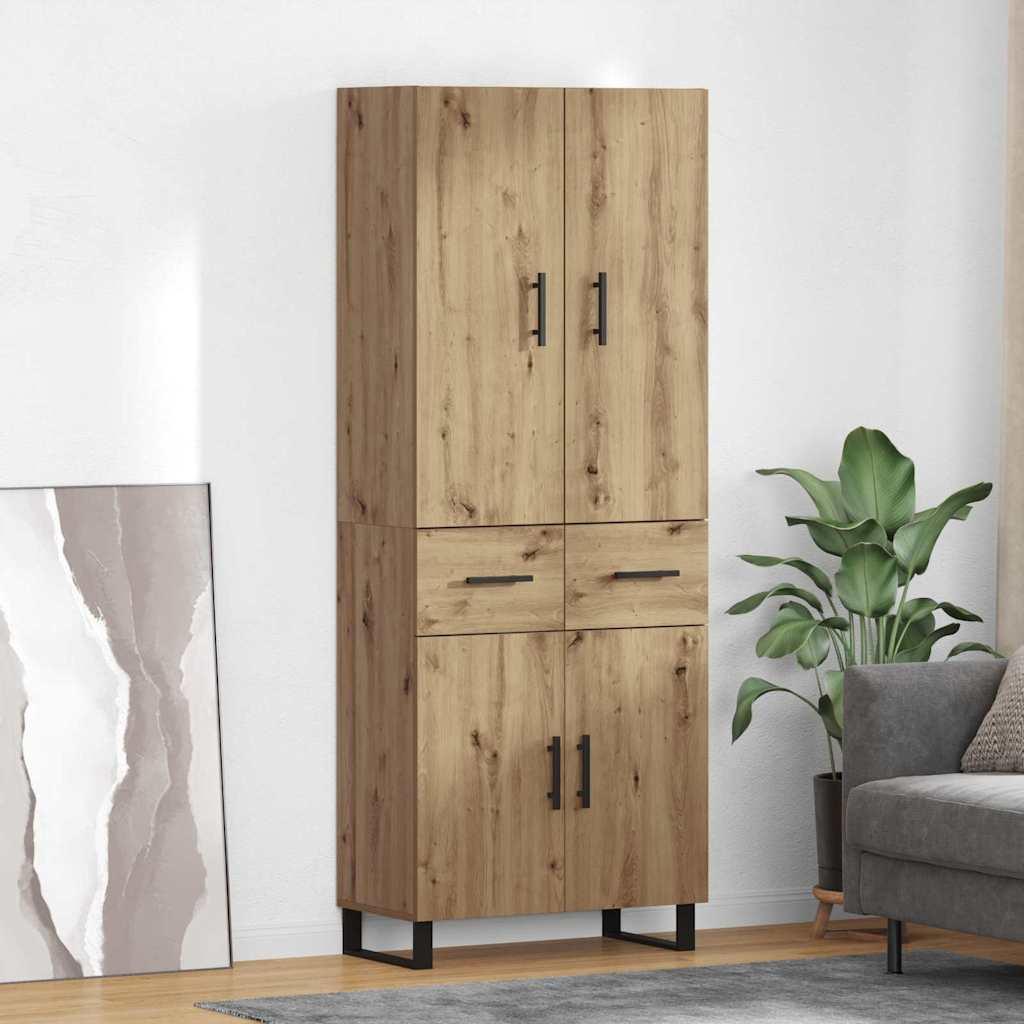 Highboard med skuffe 2 stk Artisan Egetræ Ingeniørtræ og glas billede