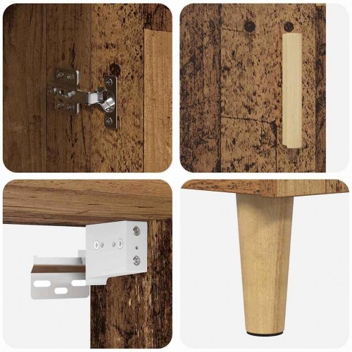 Highboard i gammelt træ - 69,5 x 32,5 x 180 cm