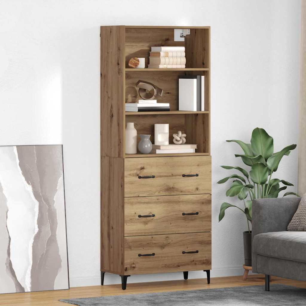 Highboard Artisan Egetræ 69,5 x 34 x 180 cm Konstrueret træ billede