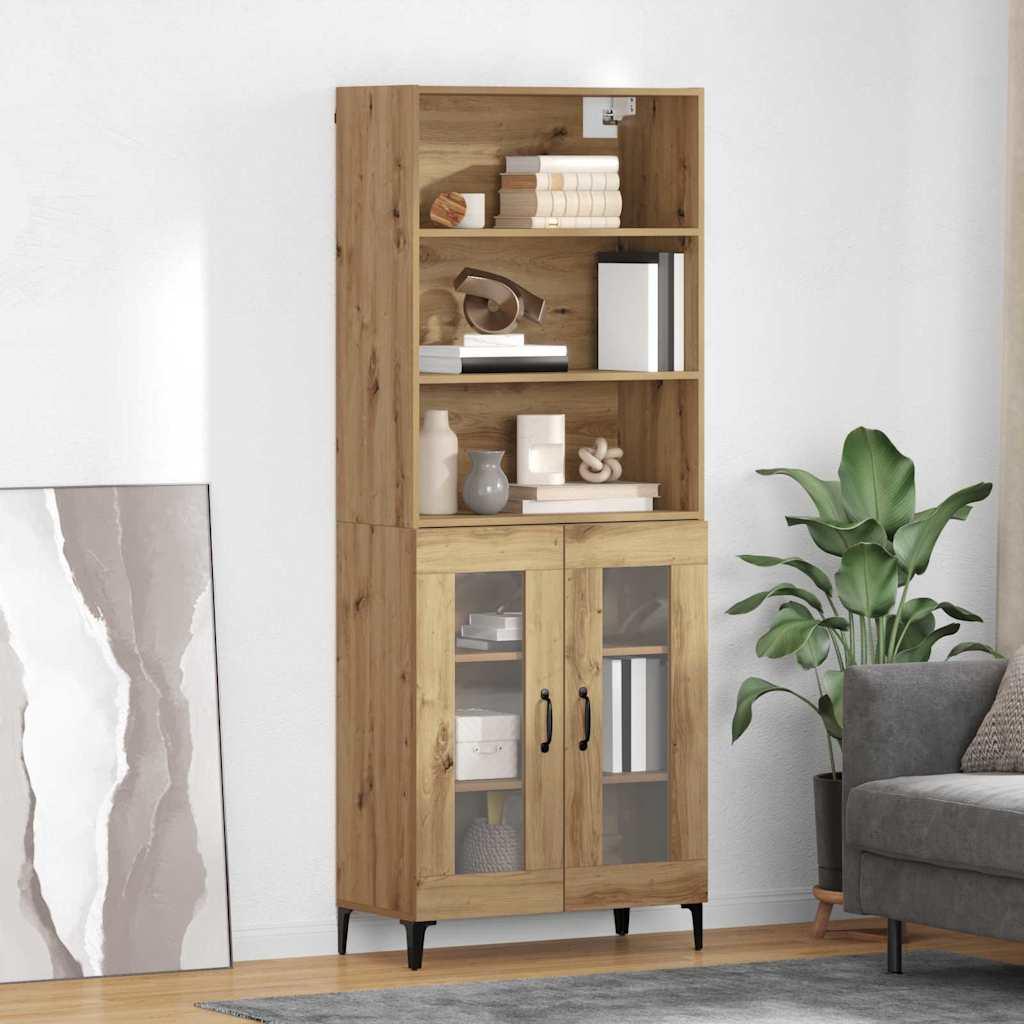 Highboard Artisan Egetræ 69,5 x 34 x 180 cm Konstrueret træ billede