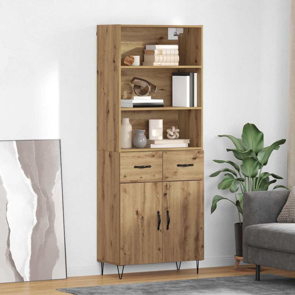Highboard Artisan Egetræ 69,5 x 32,5 x 180 cm Konstrueret træ billede
