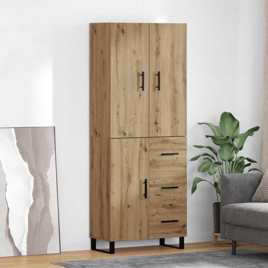 Highboard med skuffe 2 stk Artisan Egetræ Ingeniørtræ og glas billede