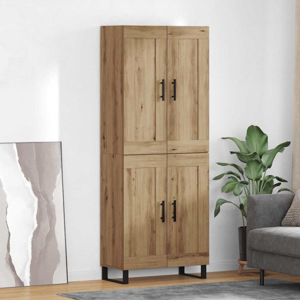 Highboard 2 stk Artisan Egetræ Ingeniørtræ og glas billede