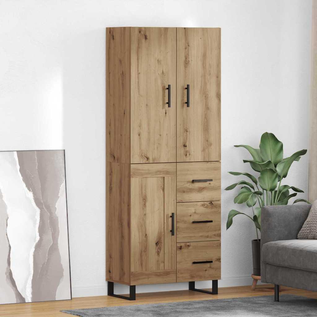 Highboard med skuffe 2 stk Artisan Egetræ Ingeniørtræ og glas billede