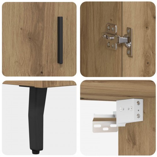 Highboard i artisan egetræ - 69,5 x 32,5 x 180 cm
