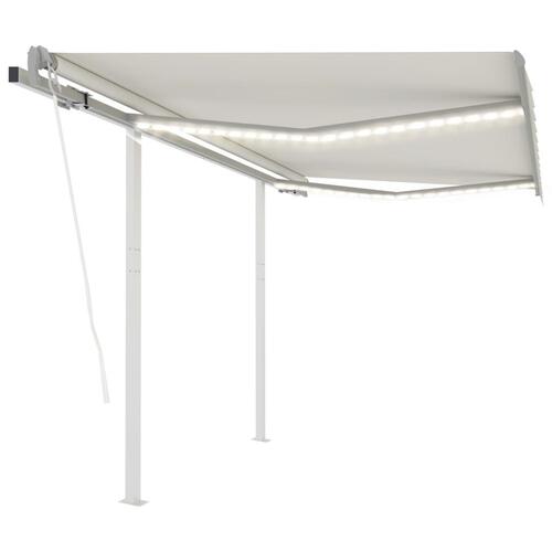 Markise med LED-lys + vindsensor 3,5x2,5 m automatisk creme