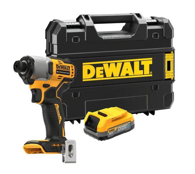 Slagnøgle DeWALT 18V XR, 1/4" kulfri, 1‑gear, inkl. 1,7 Ah batteri og kuffert