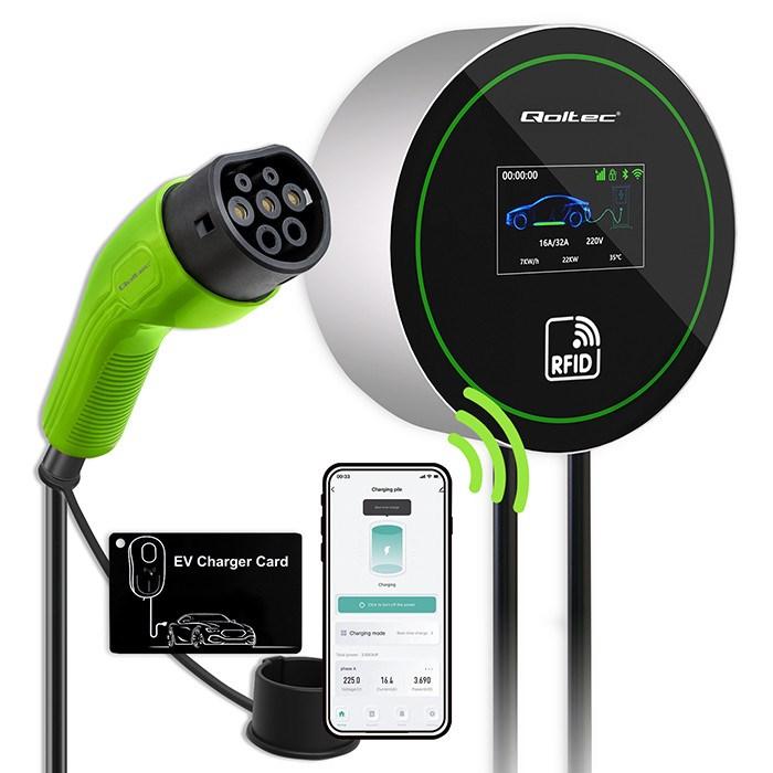Ladestander til elbil Qoltec Type 2 22 kW Wi‑Fi 5 m billede