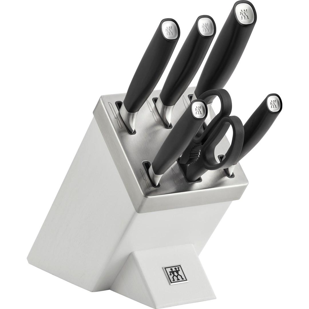Knivsæt med 5 dele i selvslibende blok - ZWILLING All Star, sølv