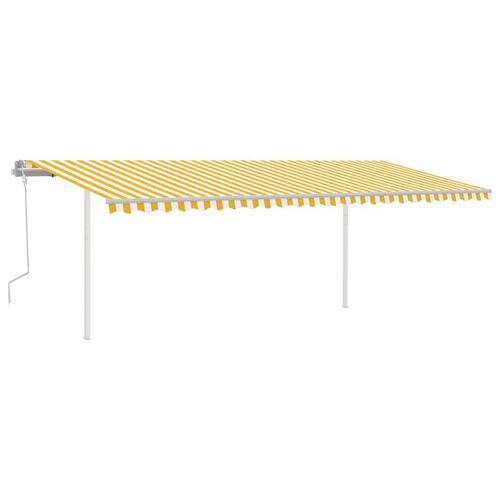 Markise m. LED-lys 6x3 m manuel betjening gul og hvid