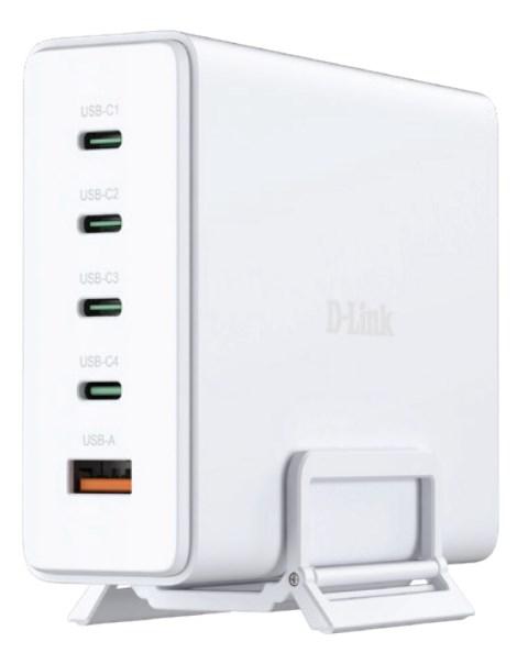 USB oplader 240 W GaN - D-Link, 4× USB-C + 1× USB-A